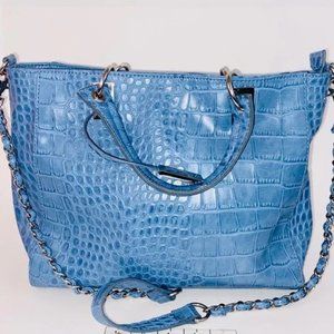 Ivanka Trump Blue snakeskin faux leather Handbag w/crossbody strap